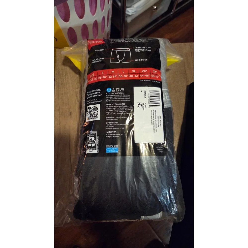Hanes Mens 10 Pack Tagless Boxer Briefs Black Grey Cool Comfort Size M 32-34